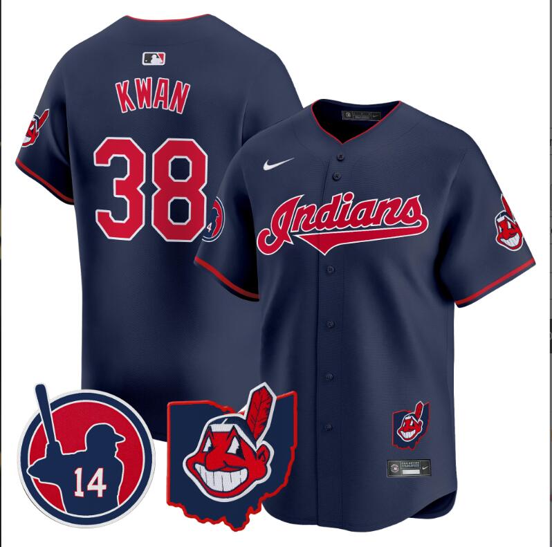 Men Cleveland Indians 38 Kwan dark blue Vapor Limited 2024 Nike MLB Jersey